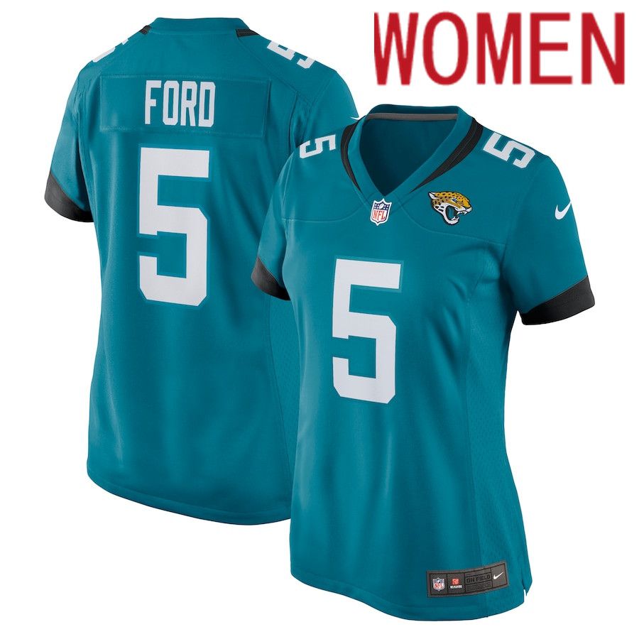 Women Jacksonville Jaguars 5 Rudy Ford Nike Green Game Player NFL Jersey